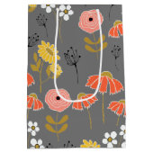 Orangefarbene und gelbe Doodle-Blume mittelgroße G Mittlere Geschenktüte (Rückseite)