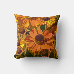 Orangefarbene und gelbe Echinacea-Blume Kissen