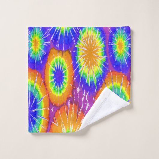 Orangefarbene und gelbe gefärbte Krawatte Badhandtuch Set (Waschlappen)