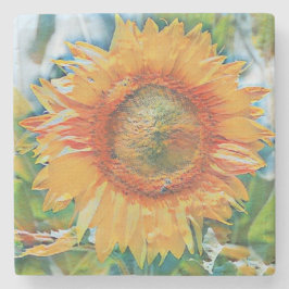 Orangefarbene und gelbe Gelbblüte Stone Untersetze Steinuntersetzer