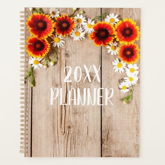 Orangefarbene und gelbe Kamille Blume auf rustikal Planer (Vorderseite)