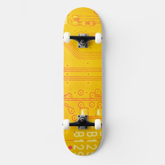 Orangefarbene und gelbe Platine Skateboard (Vorderseite)