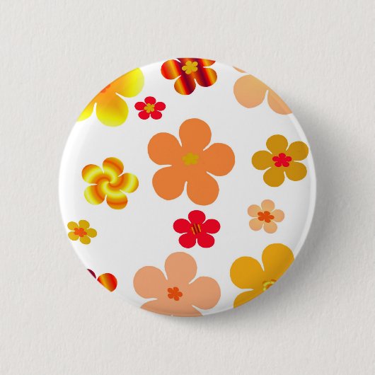 Orangefarbene und gelbe Pop Blume Button (Vorderseite)