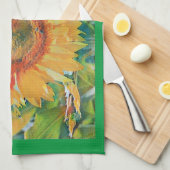 Orangefarbene und gelbe Sonnenblumenküche Handtüch Geschirrtuch (Viertel Falte)