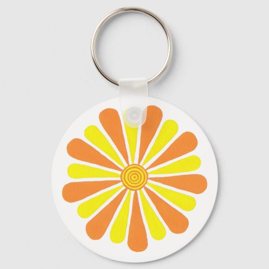 Orangefarbene und gelbe Sonnenscheinwerfer-Blume-S Schlüsselanhänger (Vorderseite)