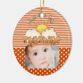 Orangefarbene und gelbe Sunshine Keramik Ornament (Links)