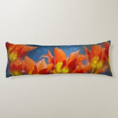 Orangefarbene und gelbe Tulpen Seitenschläferkissen (Rückseite)