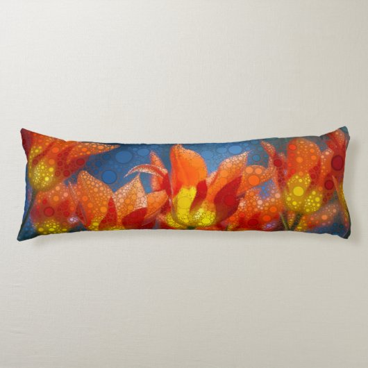 Orangefarbene und gelbe Tulpen Seitenschläferkissen (Vorderseite)