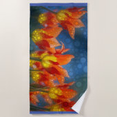 Orangefarbene und gelbe Tulpen Strandtuch (Vorderseite)