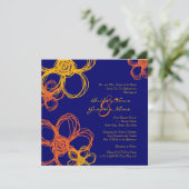 Orangefarbene und gelbe wild lebende Blume Einladu Einladung (Stehend Vorderseite)