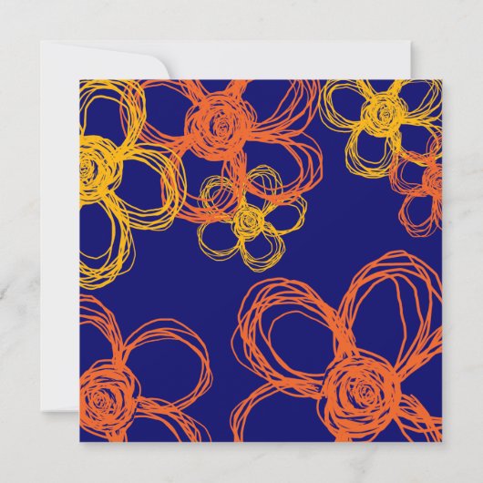 Orangefarbene und gelbe wild lebende Blume Einladu Einladung (Rückseite)