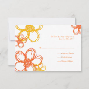 Orangefarbene und gelbe wild lebende Blume Hochzei RSVP Karte