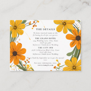 Orangefarbene und gelbe Wilde Blume-Trauung Begleitkarte