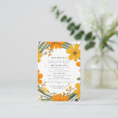 Orangefarbene und gelbe Wilde Blume-Trauung Begleitkarte (Stehend Vorderseite)