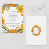 Orangefarbene und gelbe Wilde Blume-Trauung Begleitkarte (Vorne/Hinten)