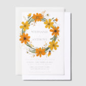 Orangefarbene und gelbe Wilde Blume-Trauung Pergament Einladungen (Versetzt)