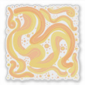 Orangefarbene und gelbe Wirbel mit Punkten Aufkleber (Vorderseite)