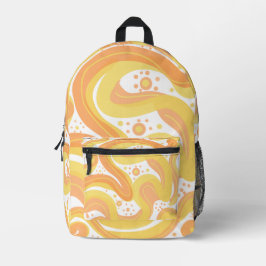 Orangefarbene und gelbe Wirbel mit Punkten Bedruckter Rucksack