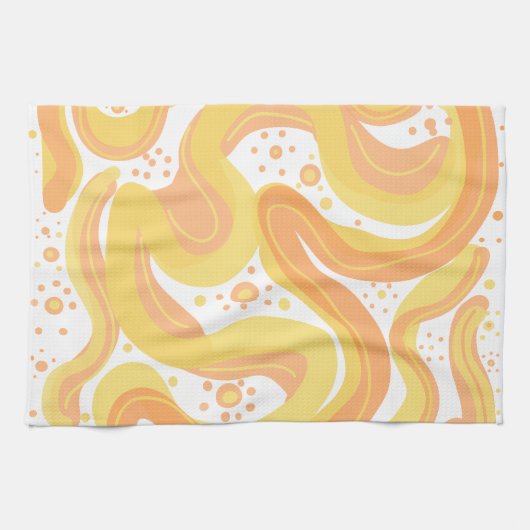 Orangefarbene und gelbe Wirbel mit Punkten Geschirrtuch (Horizontal)