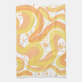 Orangefarbene und gelbe Wirbel mit Punkten Geschirrtuch (Vertikal)