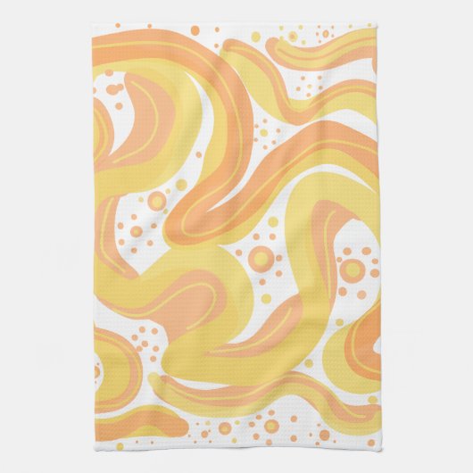 Orangefarbene und gelbe Wirbel mit Punkten Geschirrtuch (Vertikal)