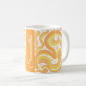 Orangefarbene und gelbe Wirbel mit Punkten Kaffeetasse (VorderseiteRechts)
