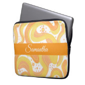 Orangefarbene und gelbe Wirbel mit Punkten Laptopschutzhülle (Vorderseite Links)