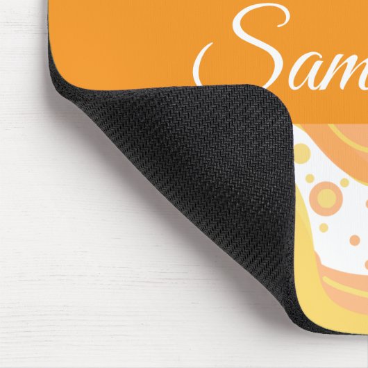 Orangefarbene und gelbe Wirbel mit Punkten Mousepad (Ecke)