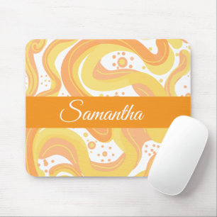 Orangefarbene und gelbe Wirbel mit Punkten Mousepad