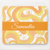 Orangefarbene und gelbe Wirbel mit Punkten Mousepad (Vorne)