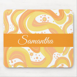 Orangefarbene und gelbe Wirbel mit Punkten Mousepad