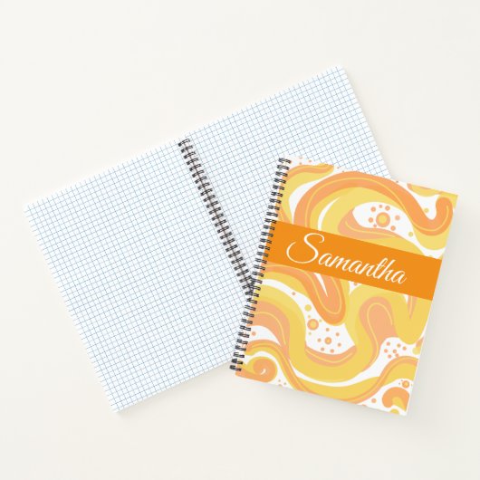 Orangefarbene und gelbe Wirbel mit Punkten Notizblock (Innenseite)
