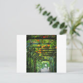 Orangefarbene und gelbe Zitronen auf grünen Trelli Postkarte (Stehend Vorderseite)