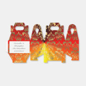 Orangefarbene und goldene Damastenhochzeit Geschenkschachtel (Ungefaltet)