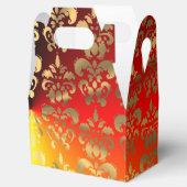 Orangefarbene und goldene Damastenhochzeit Geschenkschachtel (Geöffnet)