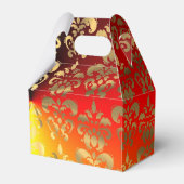 Orangefarbene und goldene Damastenhochzeit Geschenkschachtel (Vorderseite)