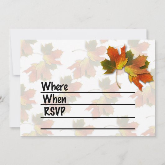 Orangefarbene und goldene Herbstblätter Einladung (Rückseite)