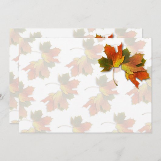 Orangefarbene und goldene Herbstblätter Einladung (Vorne/Hinten)