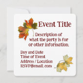 Orangefarbene und goldene Herbstblätter Einladung (Rückseite)