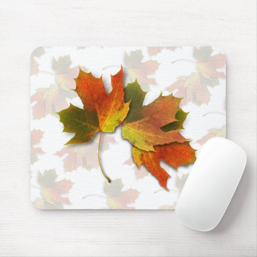 Orangefarbene und goldene Herbstblätter Mousepad (Mit Mouse)