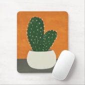 Orangefarbene und graue Acrylkakteen Mousepad (Mit Mouse)
