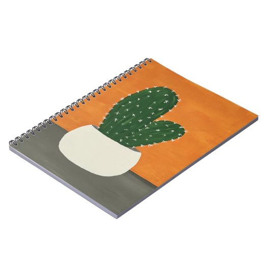 Orangefarbene und graue Acrylkakteen Notizblock (Linke Seite)