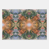 Orangefarbene und graue Blume und Doodles Geschenkpapier Set (Vorderseite 2)