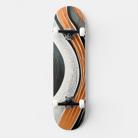 Orangefarbene und graue Kurven mit Texturen Skateboard (Vorderseite)