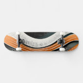 Orangefarbene und graue Kurven mit Texturen Skateboard (Horizontal)