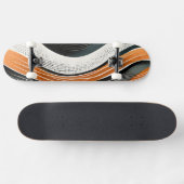 Orangefarbene und graue Kurven mit Texturen Skateboard (Horizontal)