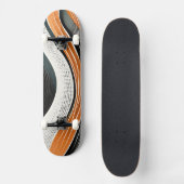 Orangefarbene und graue Kurven mit Texturen Skateboard (Vorderseite)