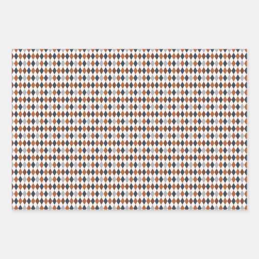 Orangefarbene und graue Mischmuster Geschenkpapier Set (Vorderseite 2)