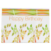 Orangefarbene und grün geblümte Accent Bag Große Geschenktüte (Rückseite)