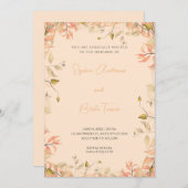 Orangefarbene und grüne Blätter Creme Wedding Einladung (Vorne/Hinten)